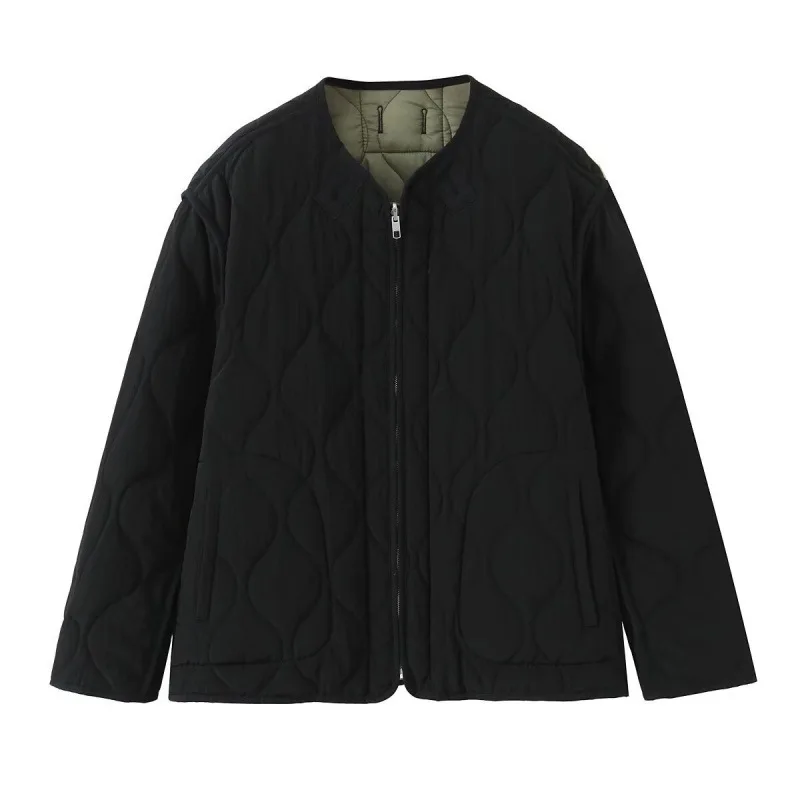 

Women's Double-Sided Wear Cotton Jaet Autumn Winter Faion ket Decorated Diamond Pattern Knitted Coat Regular Thin