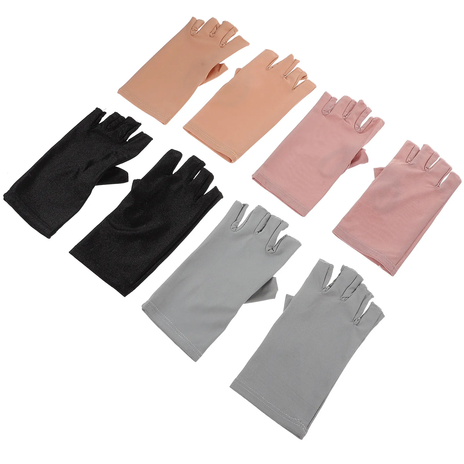 

4Pairs Uv Protection Manicure Gloves Spandex Breathable Nail Art Anti Black Sunshade Gloves for Women Outdoor Fishing Camping