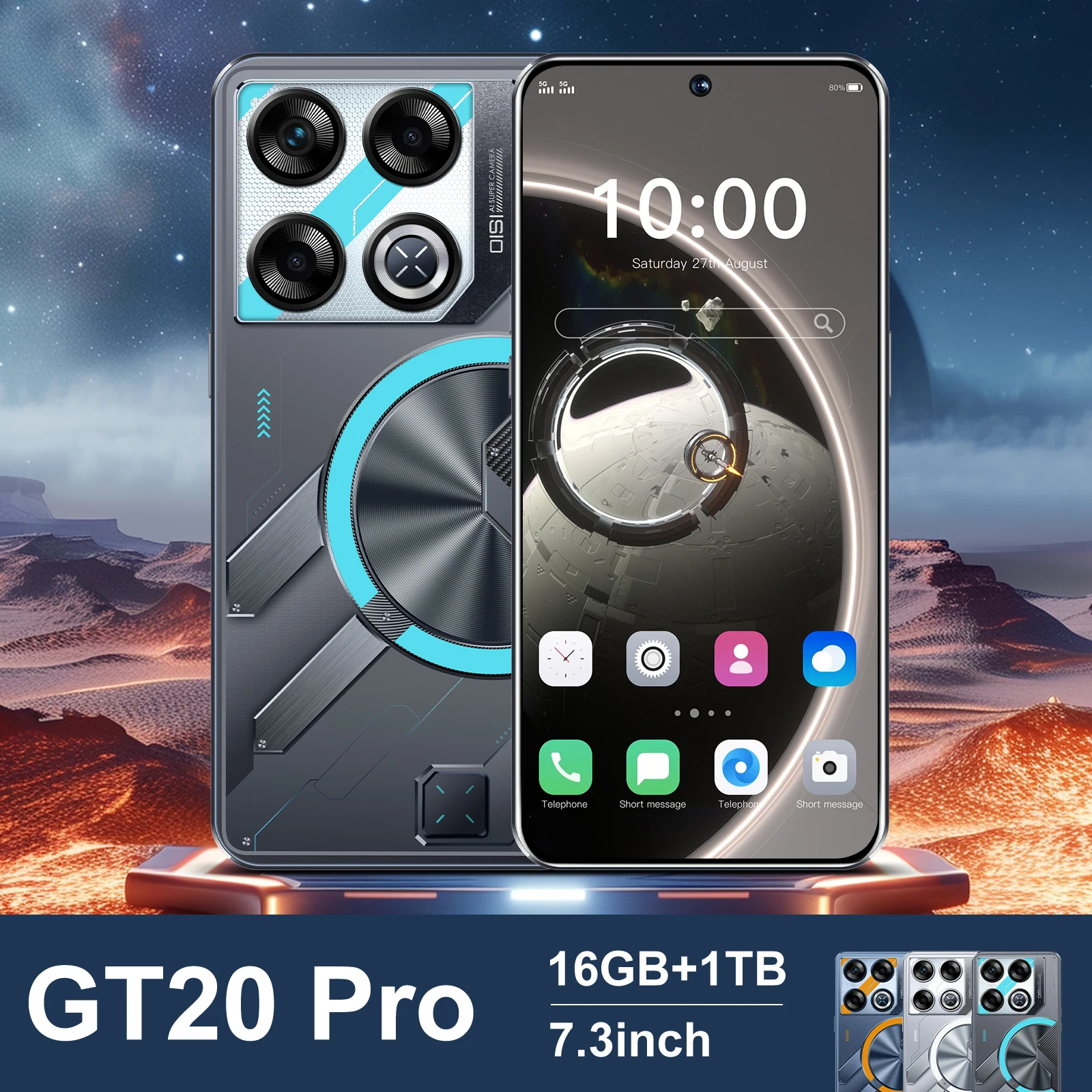 Global Version GT20 Pro Smartphone 5G 7.3 inch HD Screen 7800mAh Snapdragon 8 gen3 Android 14 Mobile Phone Unlocked Celulares