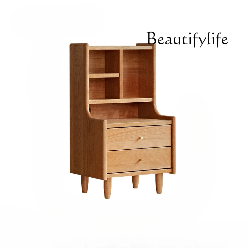 

Nordic Solid Wood Raised Bedside Cherrywood Japanese Style Living Room Locker Bedroom Storage Bedside Cabinet