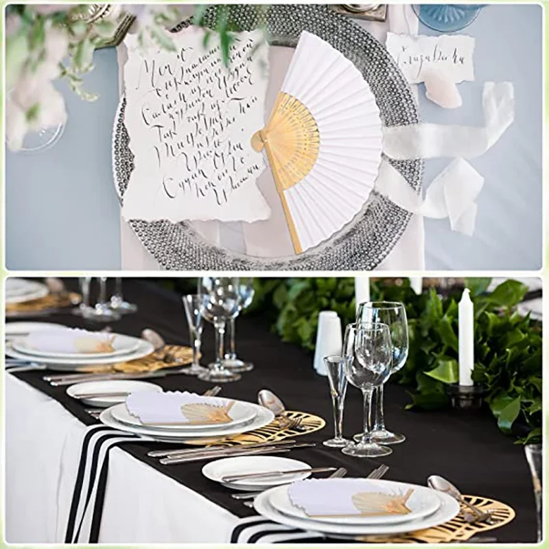 120-20Pcs Paper Hand Fans Wedding White Church Christian Fan Foldable Fans Bridal Party Props Fan Home Decor Kids DIY Painting