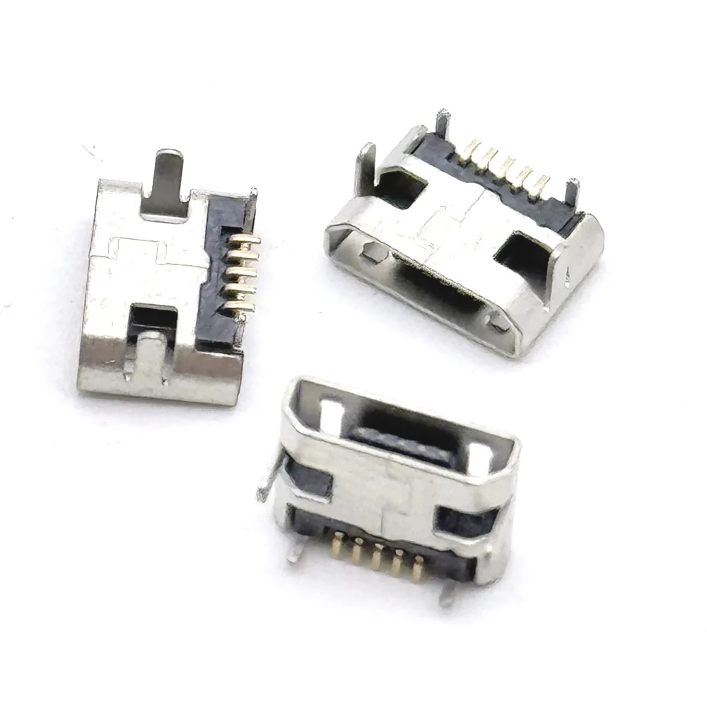 Micro USB Type B Female 5Pin SMD Soldering USB Port Jack Tail Socket for Android Phone Data Connector Repair Replacement