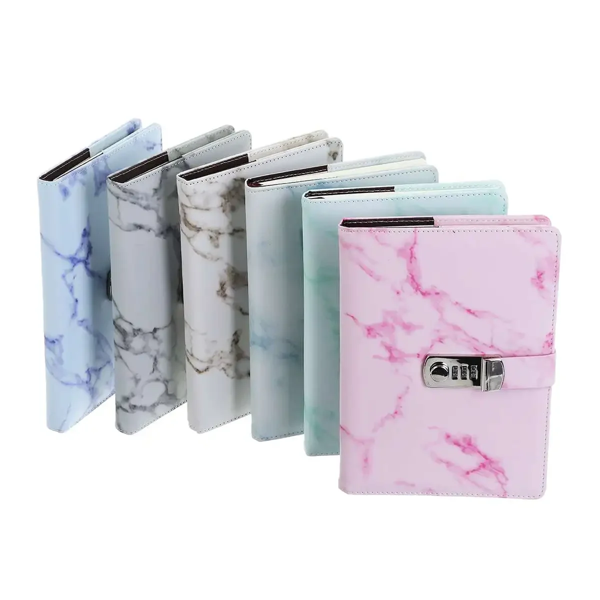 Notebook Paper Vintage Leather Marbling Diary Journal with Combination Password Lock Code Notebook School Office Stationery