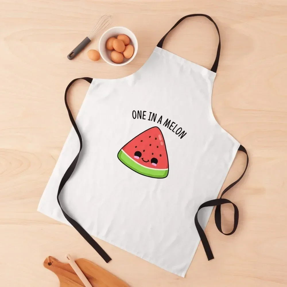 One In A Melon Funny Watermelon Puns Apron christmas kitchen Things For The Kitchen Apron