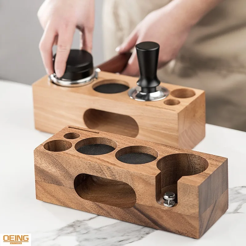 51/54/58mm Coffee Tamper Holder Filter Stand Wooden Base Espresso Tamper Stand Espresso Distributor Mat Rack Coffee Maker Tool