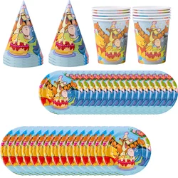 Cute Disney Winnie the Pooh Theme Birthday Decorations Party Disposable Tableware Paper Napkins Cups Plates Tablecloths Straw