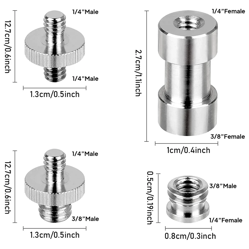 20PCS Camera Screw Set 1/4 To 1/4, 1/4 To 3/8 Screw Adapter Converter Threaded Screws Adapter Spigot Screw Mount Set