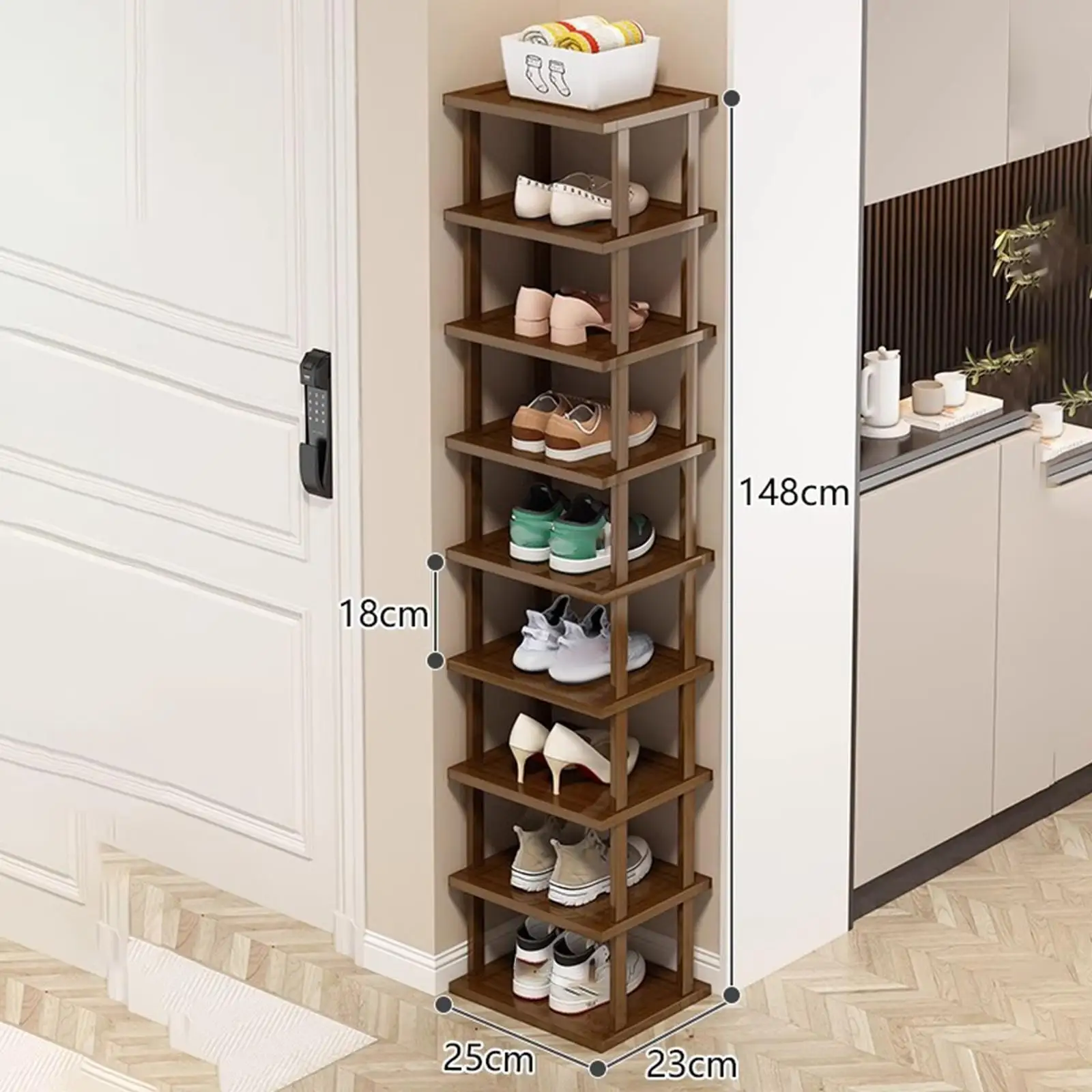9 Tiers Vertical Shoe Rack Shoe Organizer Space Saving Free Combination Narrow Shoe Shelf Storage Box for Farmhouse Entryway