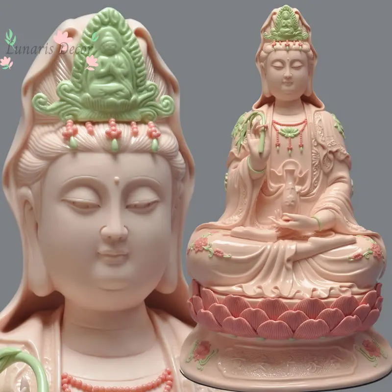 Ceramic 10 to 24 inch Family Peace Guanyin Bodhisattva Buddha statue ornament