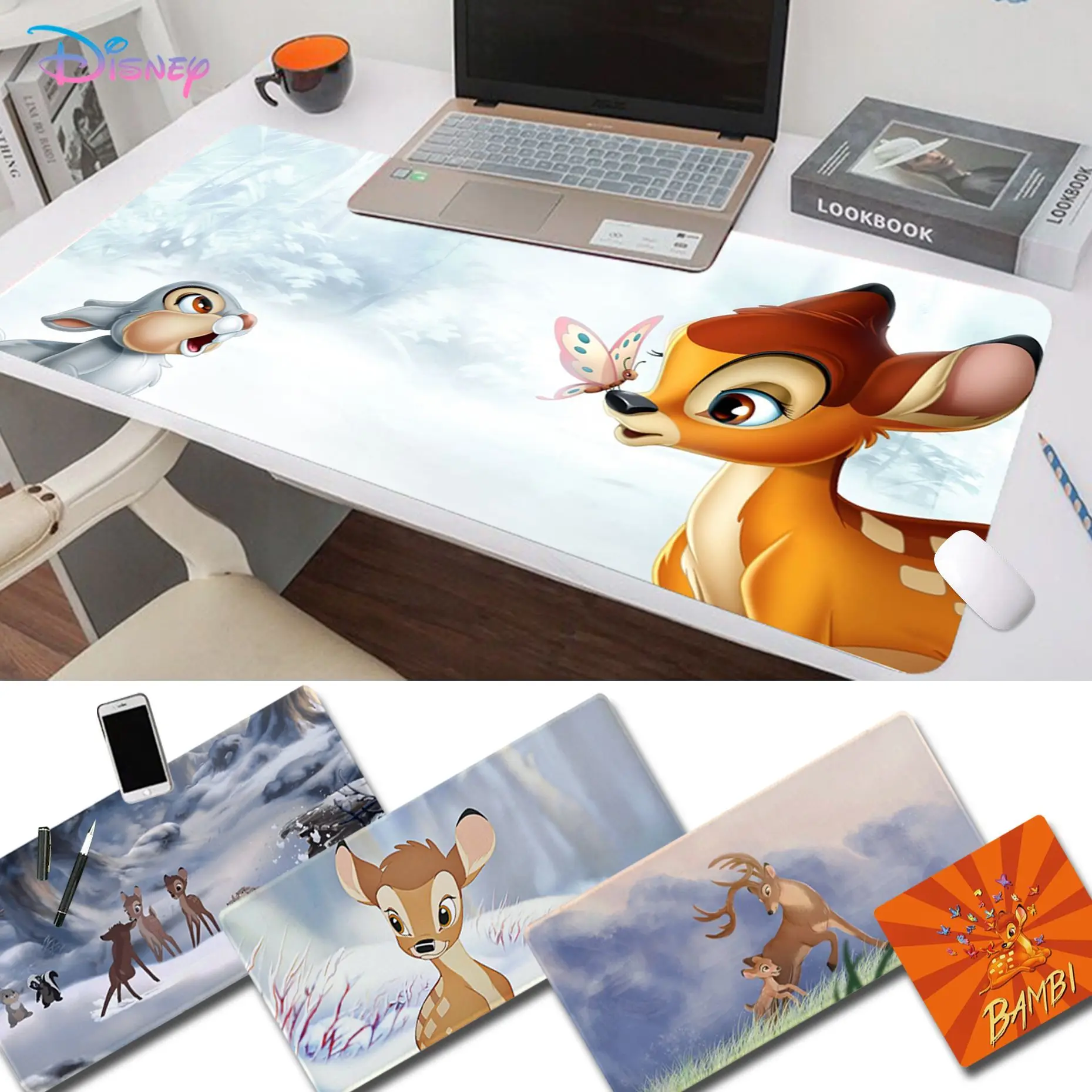 Disney Bambi And Thumper Mousepad Beautiful Large Gaming Mousepad L XL XXL Gamer Mouse Pad Size For Game Keyboard Pad For Gamer