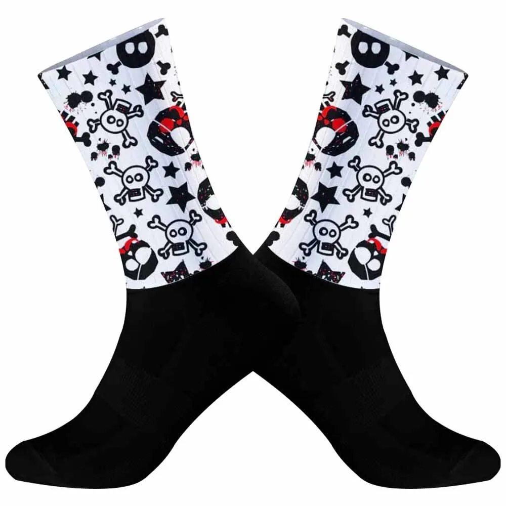 Chaussettes d'équipe de vélo sans couture avec motif de l'hypothèse de mort, chaussettes de vélo de route, chaussettes de cyclisme aérodynamiques, nouveau, 2024