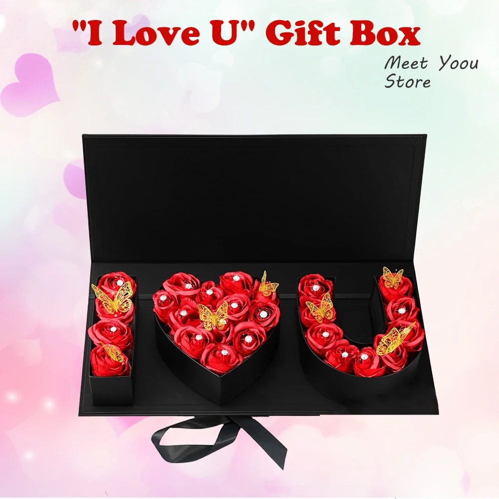 

I Love You Flower Box with Lids for Arrangements Floral Waterproof Cardboard I Love You Letter Shaped Gift Boxes Florist Packagi