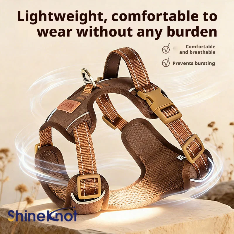 

SHINEKNOT Reflective Dog Chest & Back Vest Lightweight Anti-Snap Outdoor Pet Leash For Small To Medium-Sized Dogs