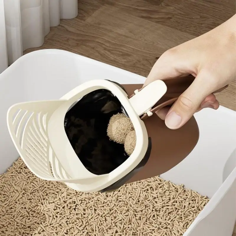 Practical Cat Litter Scoop with Storage Bucket; Portable and Sturdy Large Capacity Pet Cleaning Tools