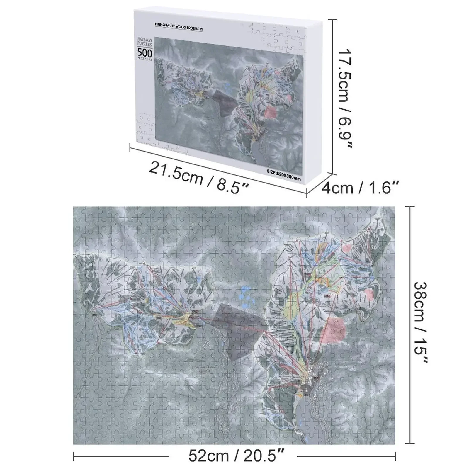 Palisades Tahoe Resort Trail Map Jigsaw Puzzle Regalo personalizzato Puzzle personalizzato per bambini