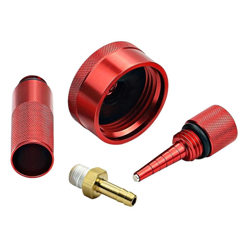 Magnetic Oil Dip Stick & Mess Free Oil Change Funnel, Aluminum Extended Run Gas Cap with Brass Hose Compatible with Honda