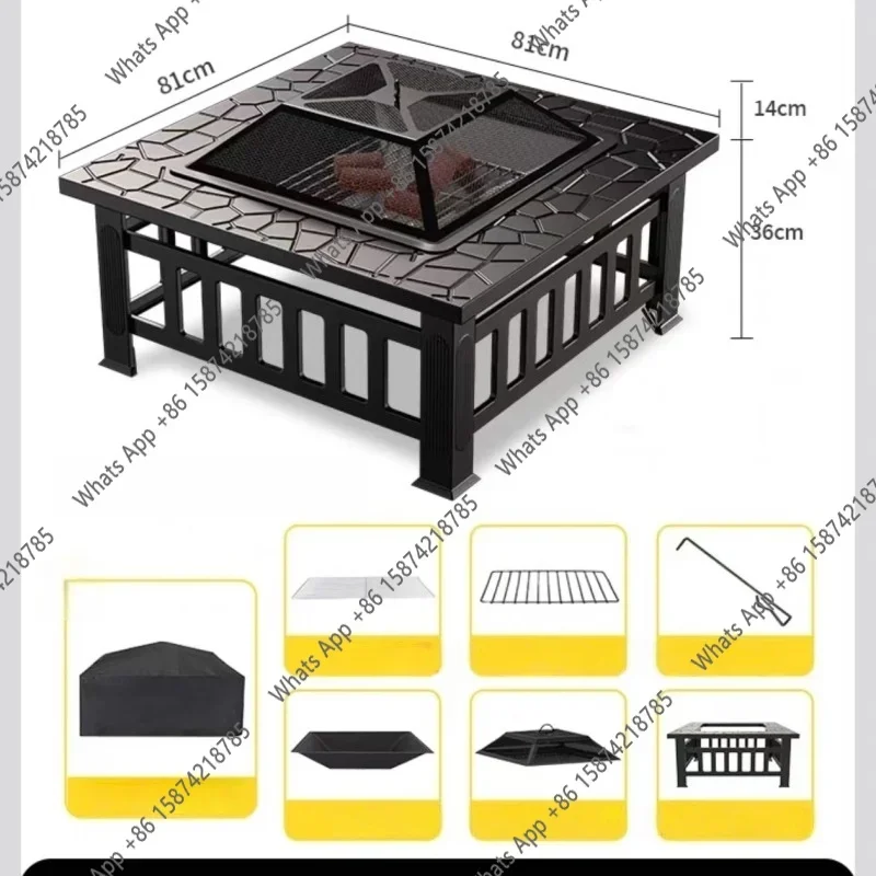 

46 C Outdoor Square Barbecue Grill Multi-Functional Barbecue Table Charcoal-Fired Tea-Brewing Table Wood-Burning Stove