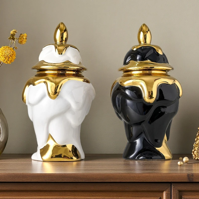 Weißgoldbeschichteter Krug, Keramik-Allzweckkrug, Wohnzimmer-Dekoration, Homestay-Dekoration, Luxuriöse Vase zur Dekoration
