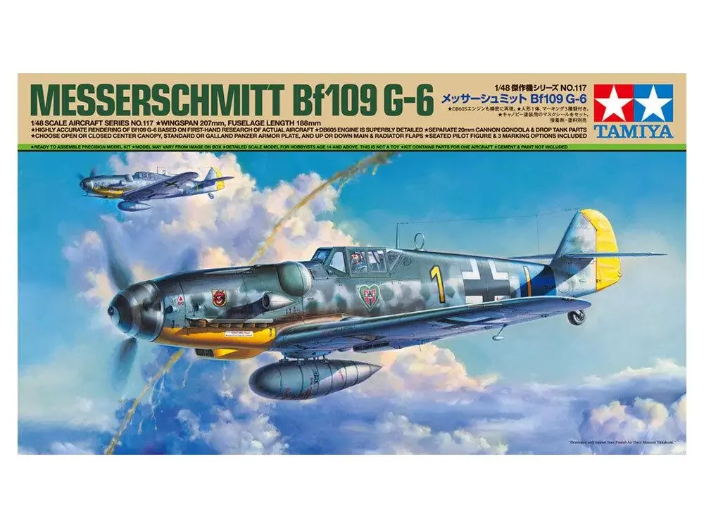 

Tamiya 61117 Масштаб 1/48 Модель самолета Второй мировой войны Немецкий Messerschmitt Bf109 G-6