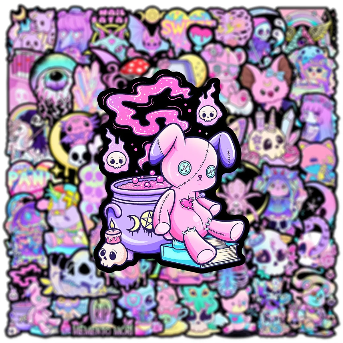 10/30/50PCS Popular Cartoon Pink Gothic Sticker Pack Skateboard Guitar Decoration DIY Laptop Waterproof Graffiti Decal Wholesale