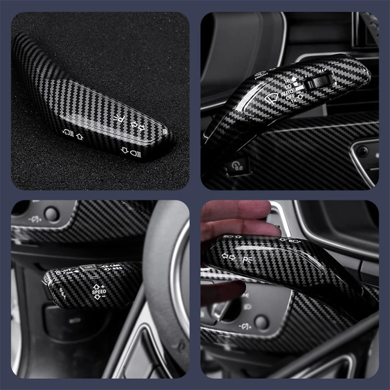 LHD Carbon Car Steering Wheel Headlight Switch Control Cover Wiper Switch Trim For Audi A4 B9 A6 C8 Q5 Q7 Q8 4