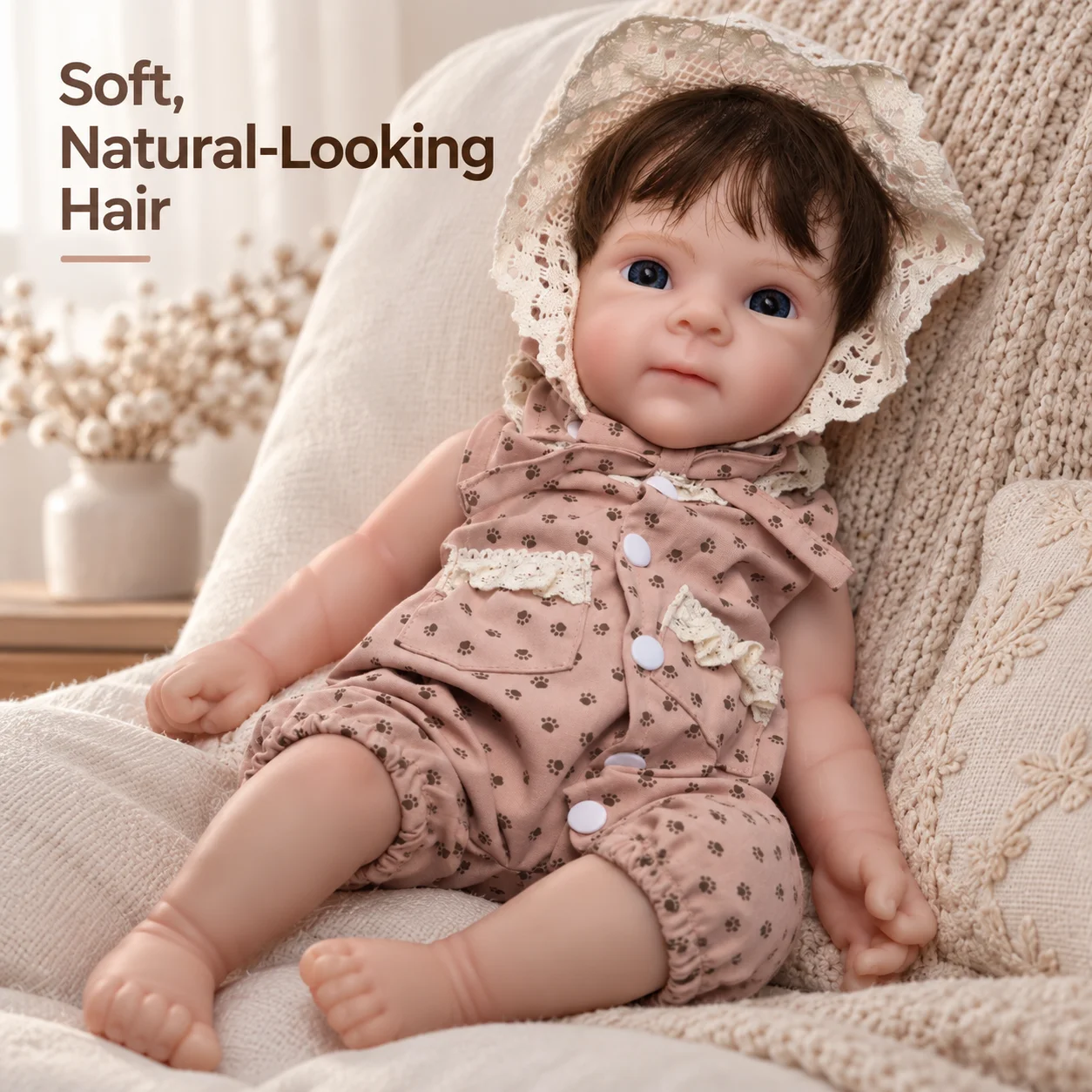 18 inch girl dollwithrealistic newborn baby roots soft hair lacehat jacketwashable collectibles children's toys Christmas gifts