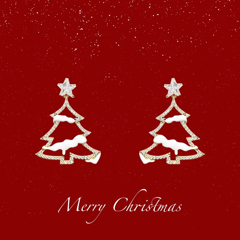 New Christmas Tree Series Light Luxury New Year Earrings, niche design, high-end earrings