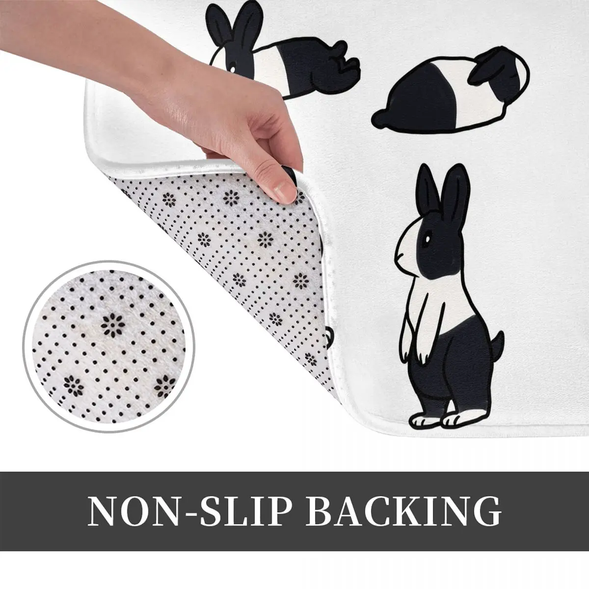 Fun Bun Dutch Standard Rabbits Doormat Kitchen Entrance Home Floor Mat Anti-slip Carpet Rug for Bedroom Footpad Mats