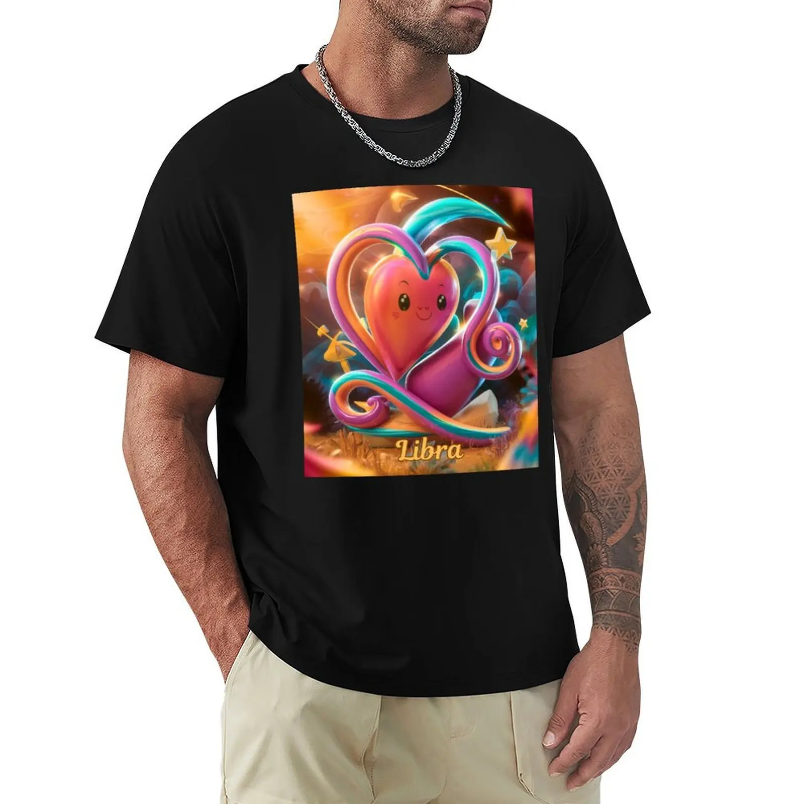 Libra Zodiac, heart shape T-Shirt Work Daily Short Sleeve Top