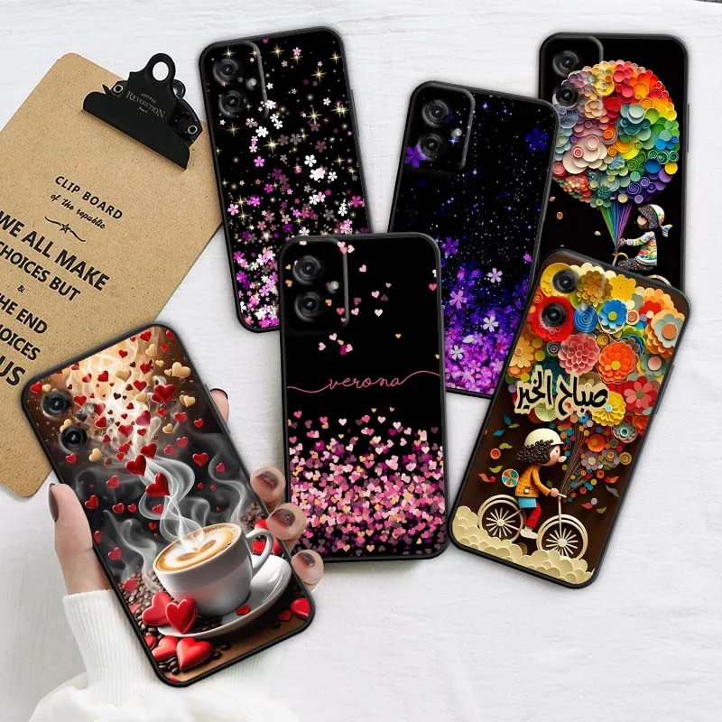 

Sparkling Art Love Coffee For Motorola G85 Edge 50 G24 G35 G14 G04 40 G72 G34 G31 G Stylus G54 G13 G32 5G Black Phone Case