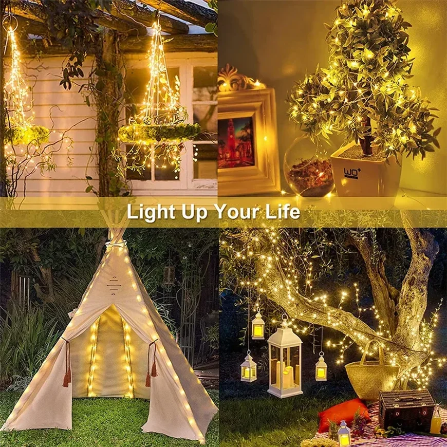 Solar LED Light Outdoor Festoon Lamp Garden Fairy Light String Led Twinkle Waterproof Lamp  ahristmas Garland Yard Decoration