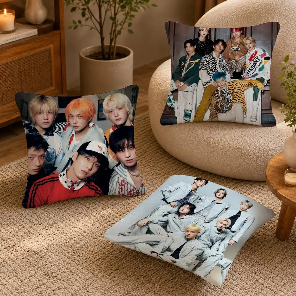 P-P1Harmony Kpop Group Soul Cushion Cover Soft Short Plush Pillow Case Double Sided Print Washable Sofa Bed Home Decor Gift