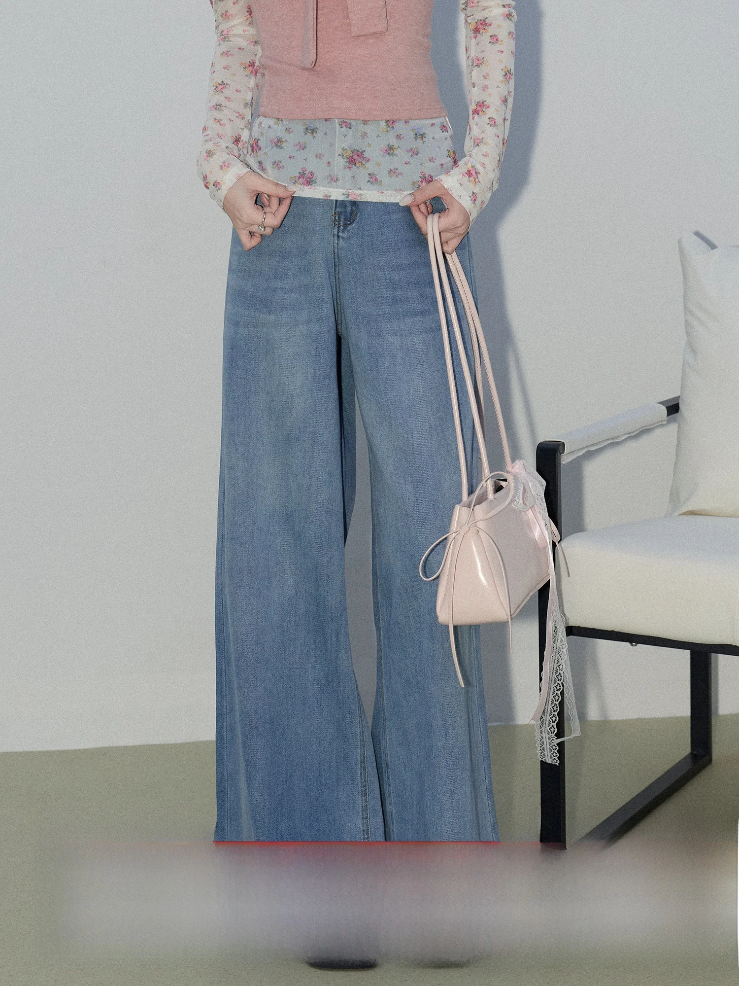 

High Waist Wide Leg Jeans Women's Blue Draped Micro Flared Pants Spring New Style Cleanfit Casual Comfortable Breathable