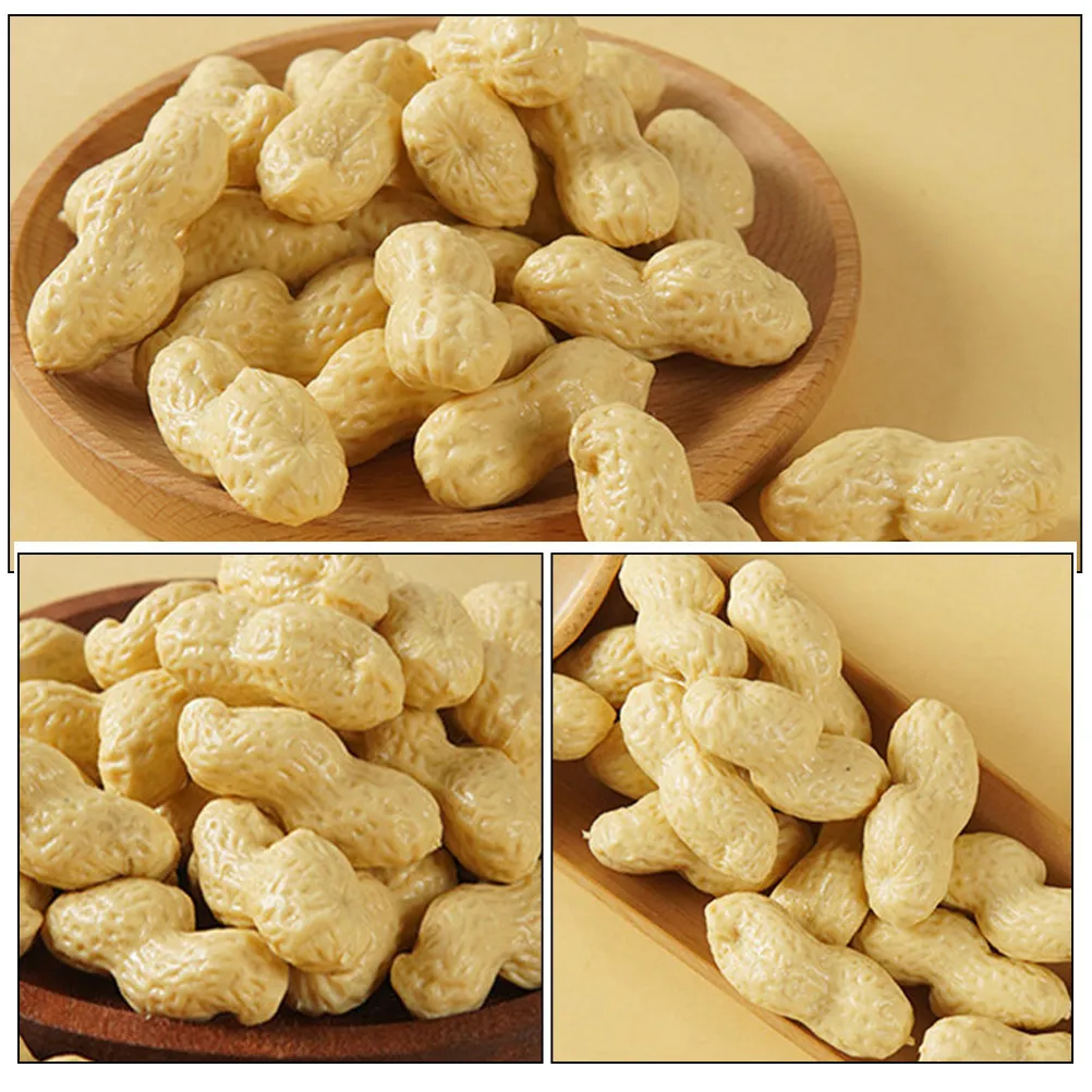 

6Pcs Artificial Peanut Prop PVC Realistic Simulation Peanut Ornament Home Kitchen Party Display Decorative Nut Adornment