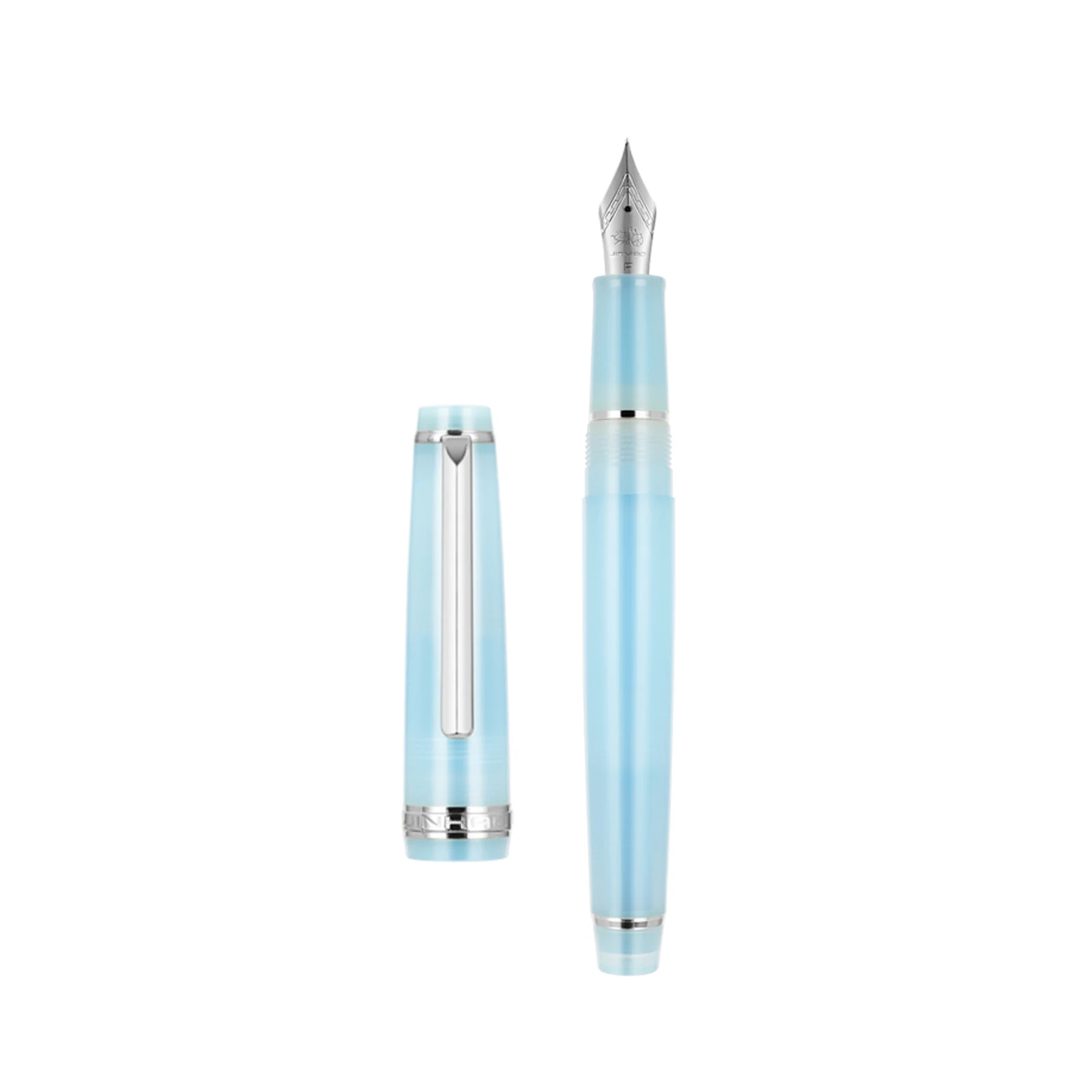 Jinhao-pluma estilográfica de Color azul cielo 82, barril acrílico con clip plateado, punta fina para Escribir caligrafía, suministros escolares de oficina