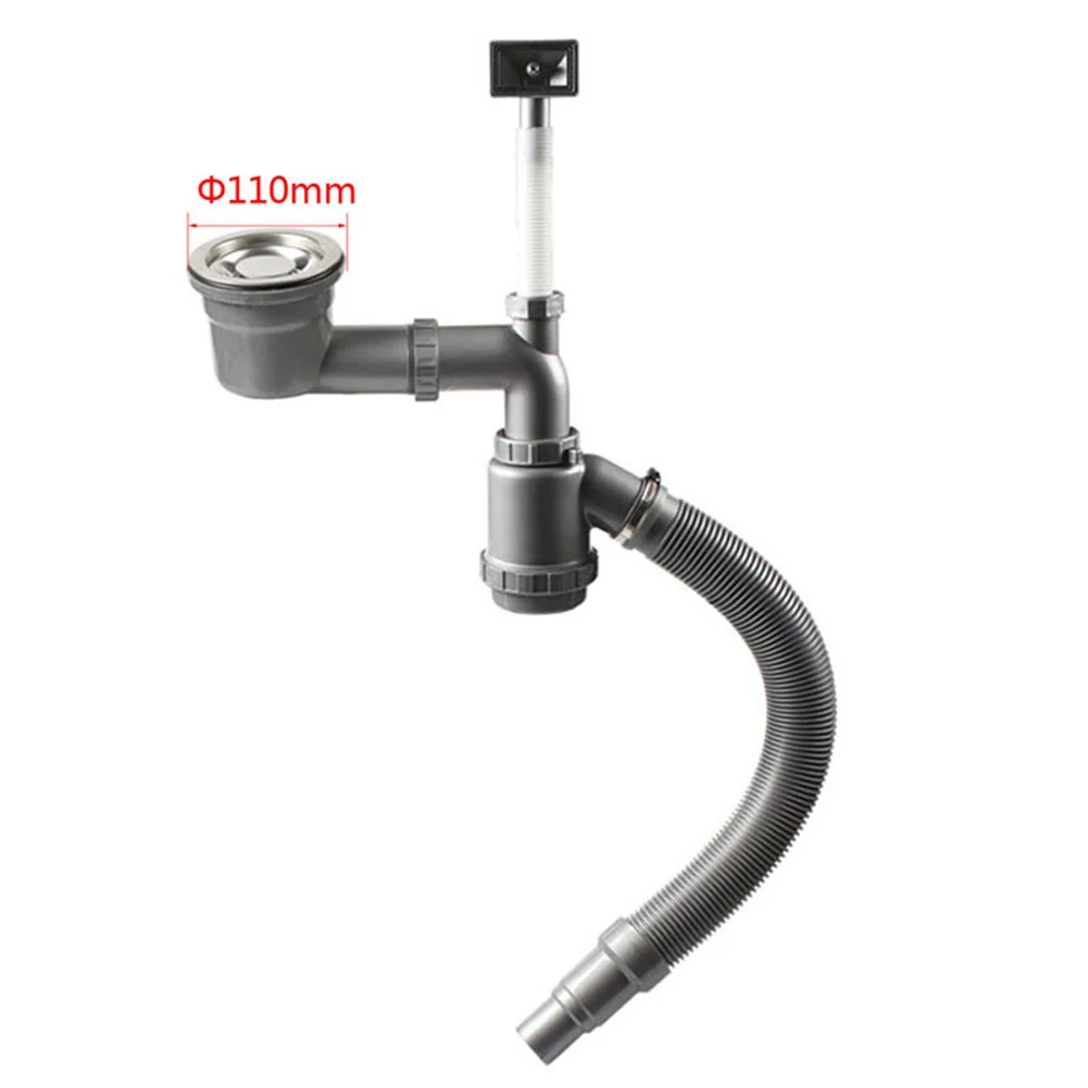 Stainless Steel Kitchen Sink Drain Basket 50mm Rear Drain Pipe Single Basin Wash Basin Sewer Drainer Kitchen Sink Accessories