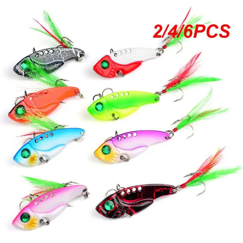 2/4/6PCS Fishing Lures 55mm 11g 8 Color Sharp Treble Hooks Saltwater Freshwater Fishing Tools Spoonbait