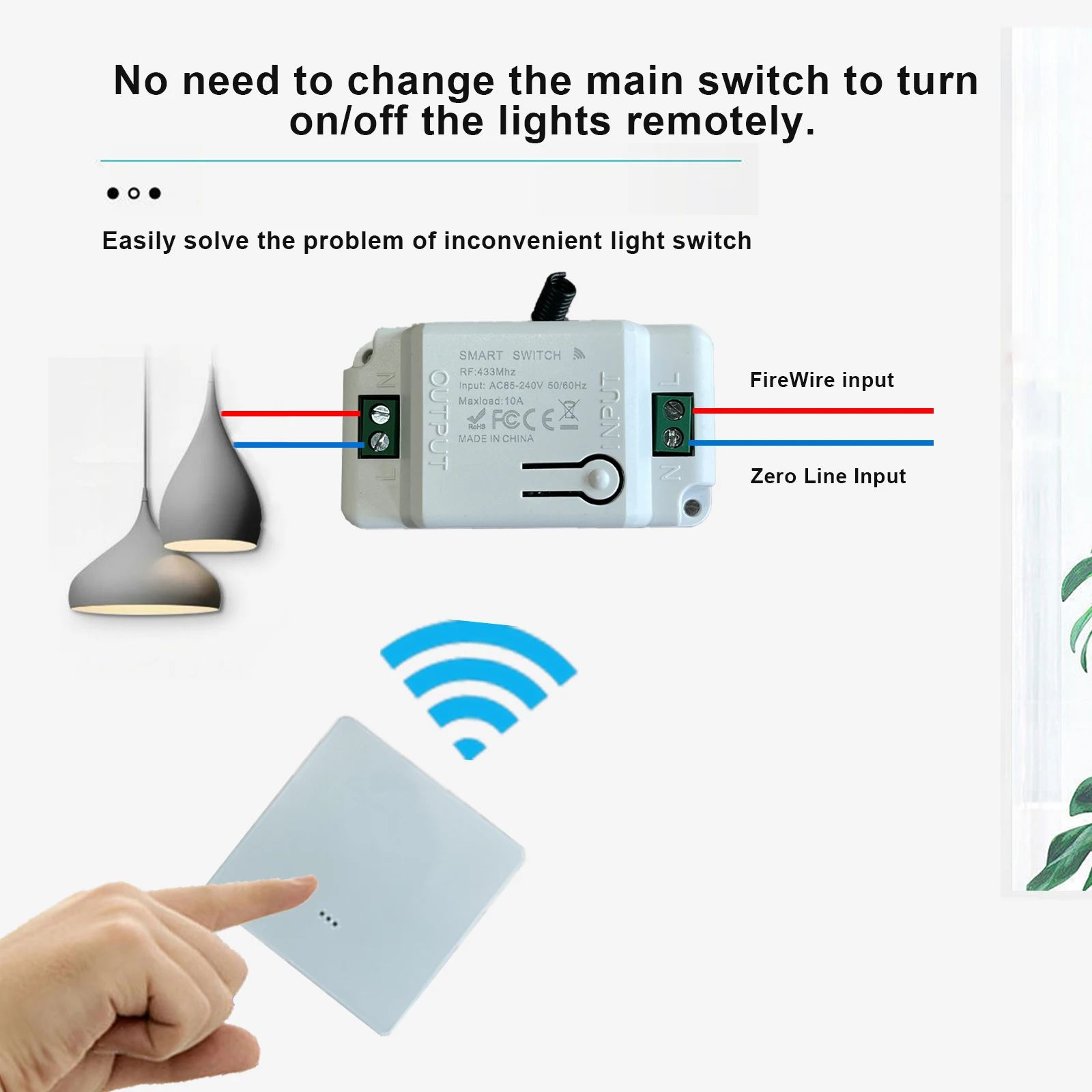 RF433MHZ Smart Home Light Switch, Tuya App wireless Wall Touch Button Wireless Switch, 220V Relay Timer Module Google Home Alexa