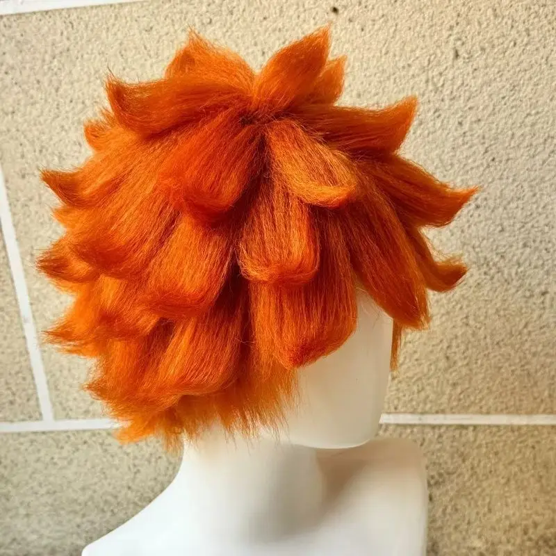 Haikyuu!! Peluca de cosplay Shoyo Hinata, peluca completa de anime esponjosa y puntiaguda naranja para niño de voleibol