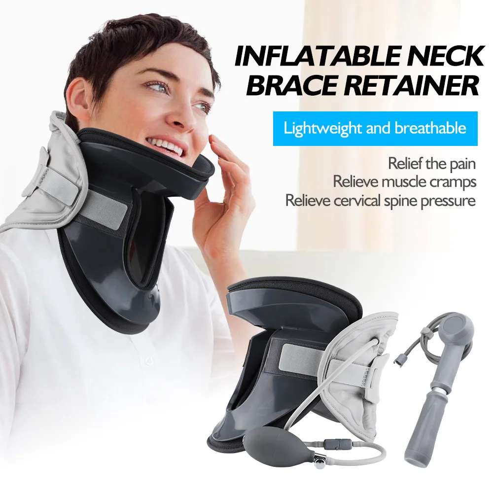 

Heating Cervical Neck Traction Device Vertebra Spine Support Brace Stretcher Posture Corrector Adjustable Collar Pain Relief