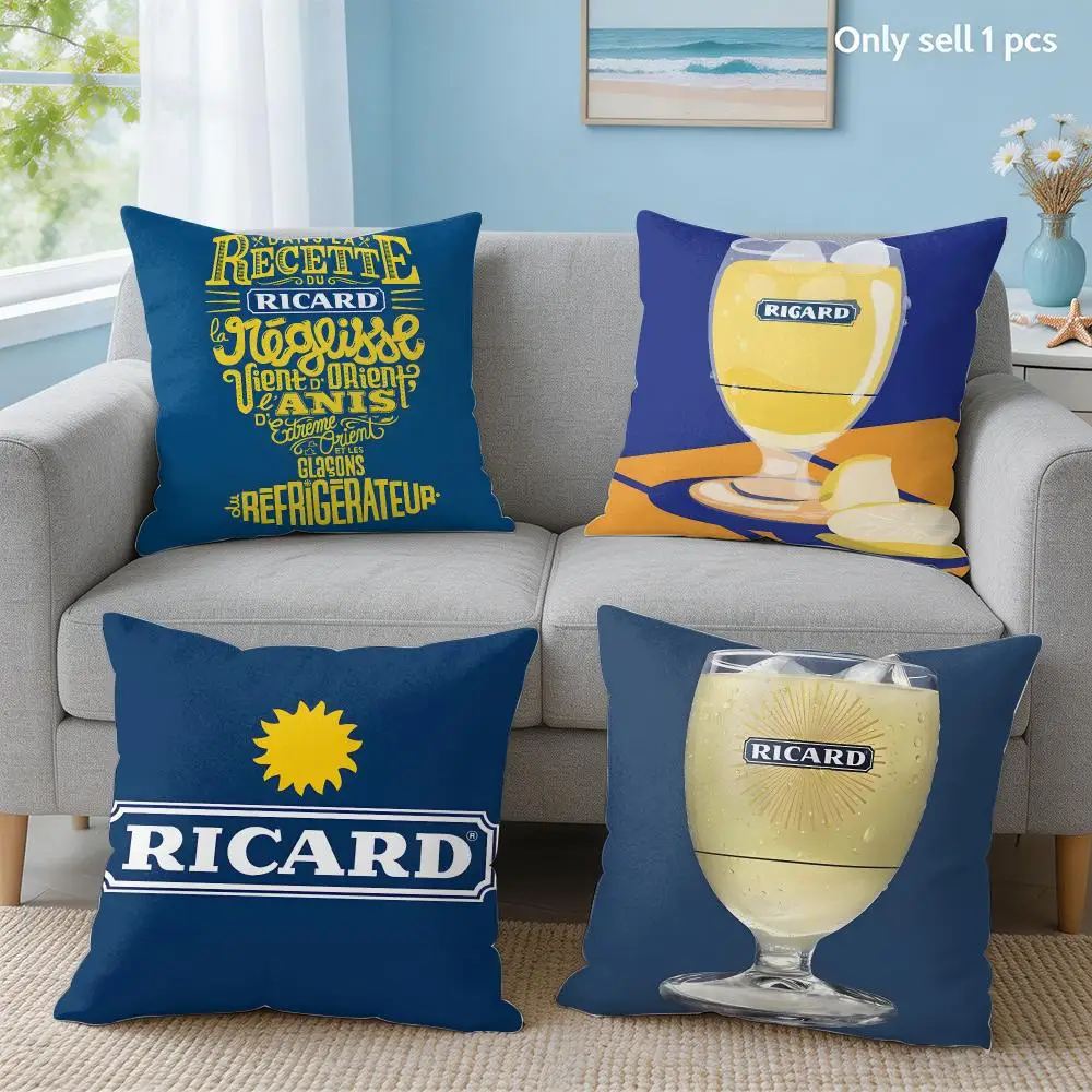wine logo R-ricard Cushion Cover Soft Short Plush Throw Pillow Cover Hidden Zipper Cutecore Sofa Bedroom Home Decor