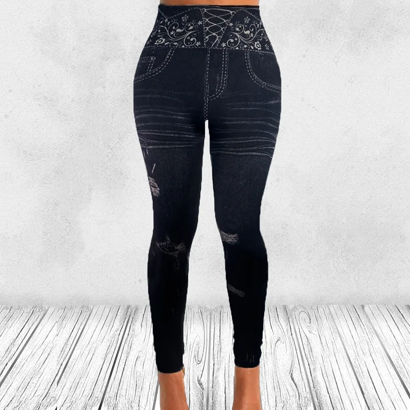 

Хлопковые джинсовые леггинсы с высокой талией, женские брюки с подтяжкой живота, удобные эластичные брюки