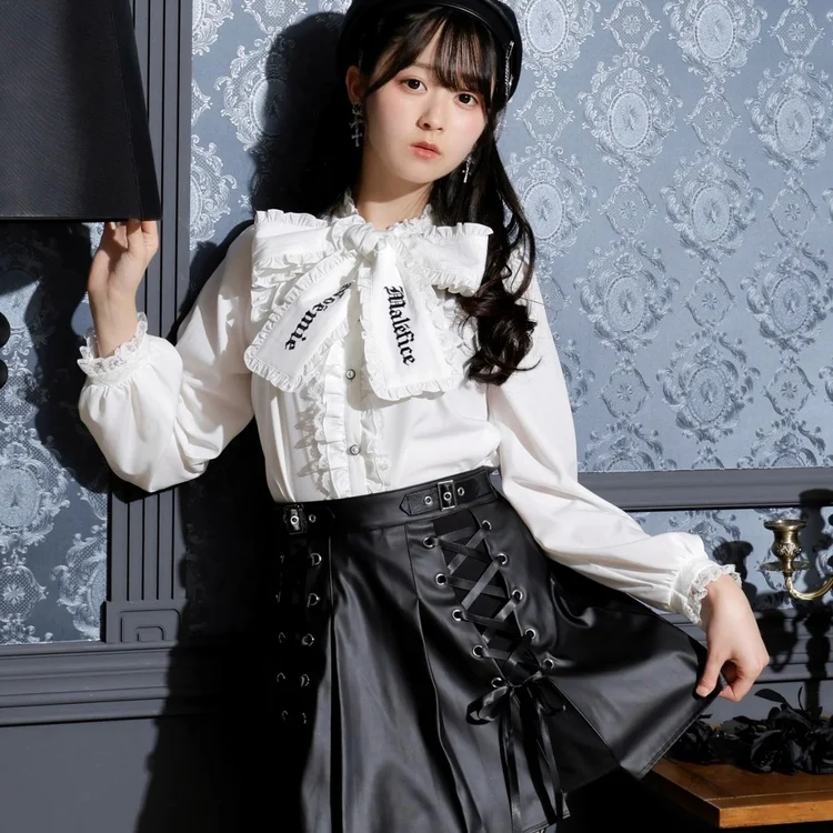 Japanese Mine Style Sweet Lace Stitching Cute Bow Single-breasted Casual Versatile Lolita Tops Long Sleeve Shirts Blouse Women