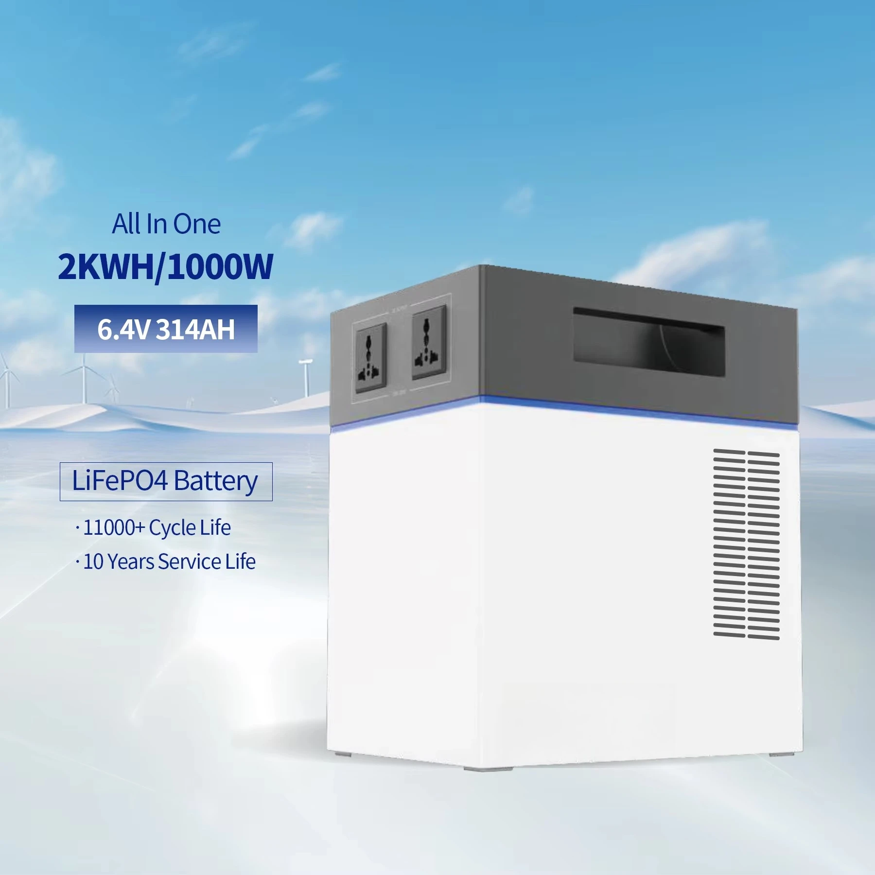 Portable 2kWh Lithium Power Station Home Energy Storage with Solar Panel Charging 1000W Controller Outdoor Use
