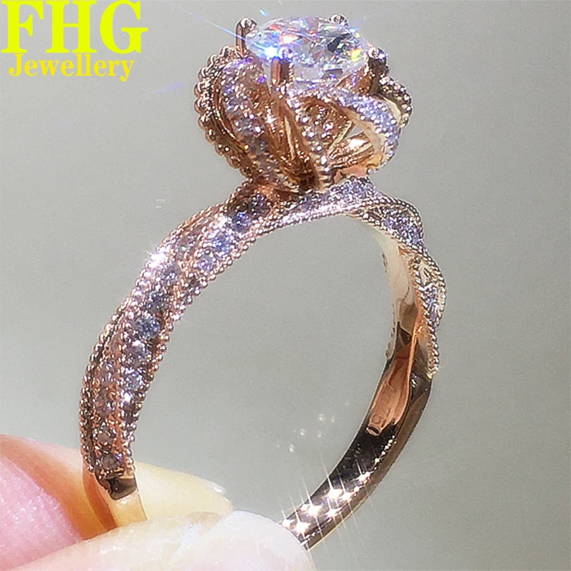 

4 5 6 Carat Solid Au750 18K White fountain Gold Ring DVVS Moissanite Diamonds Round Wedding Party Engagement Anniversary Rin