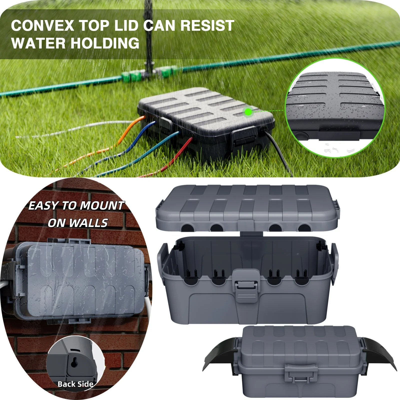 

2PK Outdoor Electrical Box Set with Small 15x8.1x4.5cm Large 32x21.6x12.7cm Box Fits 12-14AWG Cables Adapters for Holiday Decor