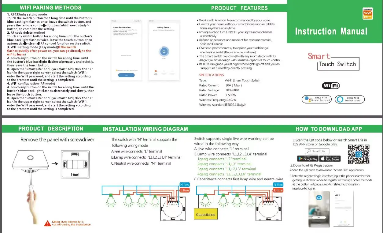 الذهبي الأمن تصميم جديد تويا App اليكسا صوت التحكم عن بعد المملكة المتحدة الاتحاد الأوروبي 1/2/3/4 عصابة الزجاج LED واي فاي الذكية اللمس الجدار مفتاح الإضاءة #4