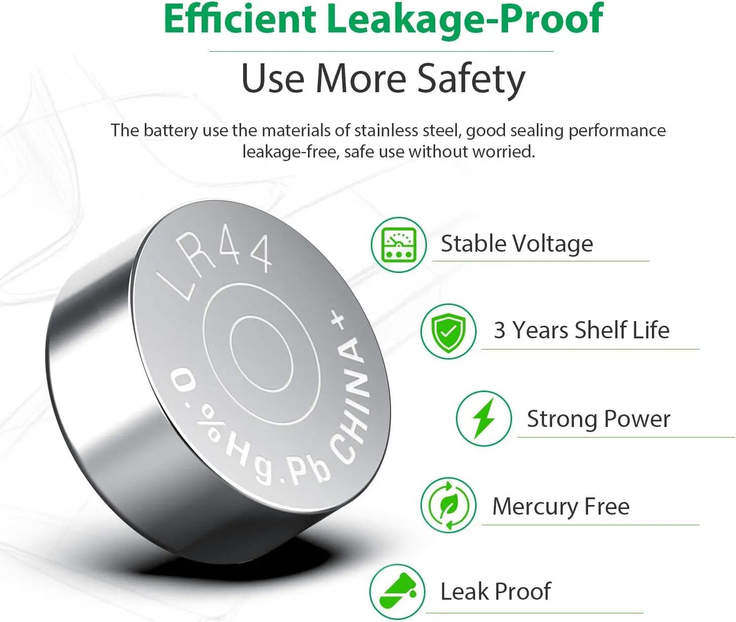 High Capacity LR44 Batteries 40 Pack L1154F AG13 357 303 SR44 A76 Premium Alkaline Battery 1.5V Button Coin Cell Batteries