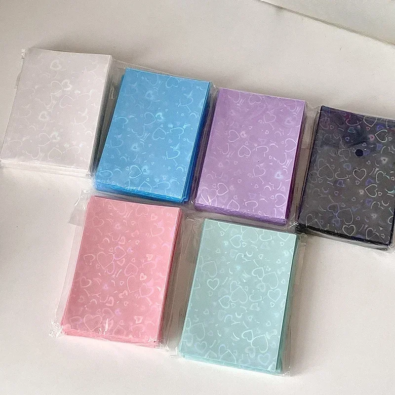 50pcs Set 3 Inch Heart Shaped Bling Photocard Holder Case Protective Films Display Stand Organizer Storage Bag for Photo Cards