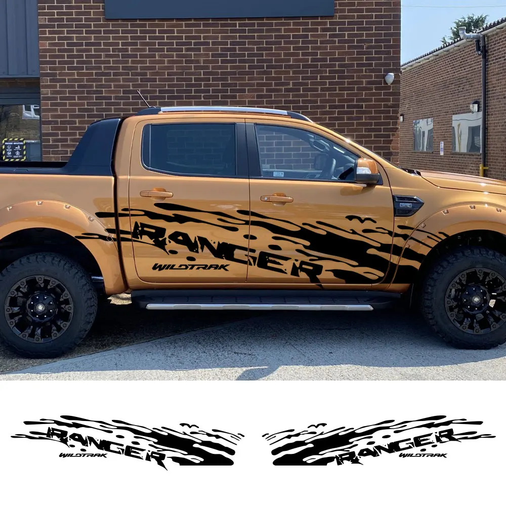 For Ford Ranger Raptor Wildtrak Pickup Door Side Stickers Truck Graphics Splash Decals Vinyl Film Decor Cover Auto Accessories